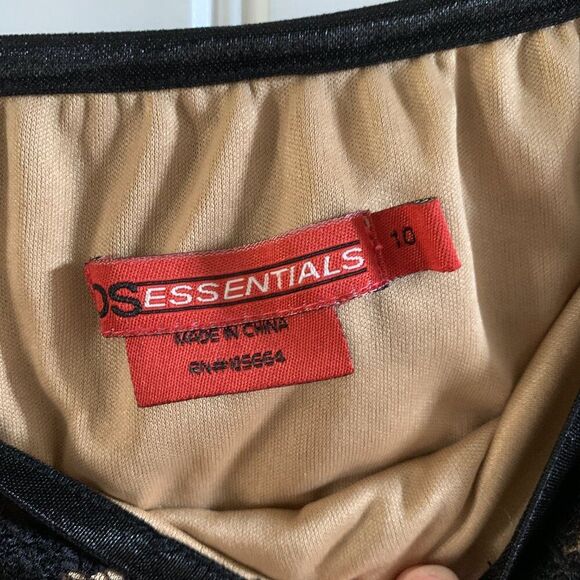 Vintage DS Essentials Black Lace Nude Pencil Midi Skirt Crochet | Size 10 - Picture 5 of 5